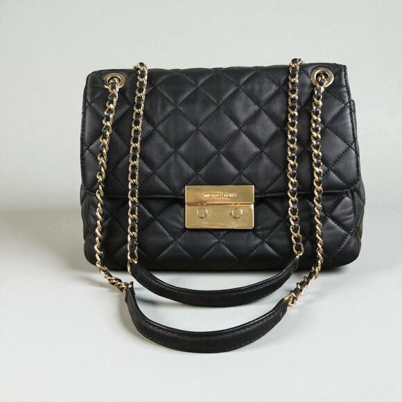 MICHAEL KORS Sloan Chain Quilted Leather Shoulder Bag Black Holiday Office Party - Picture 4 of 13